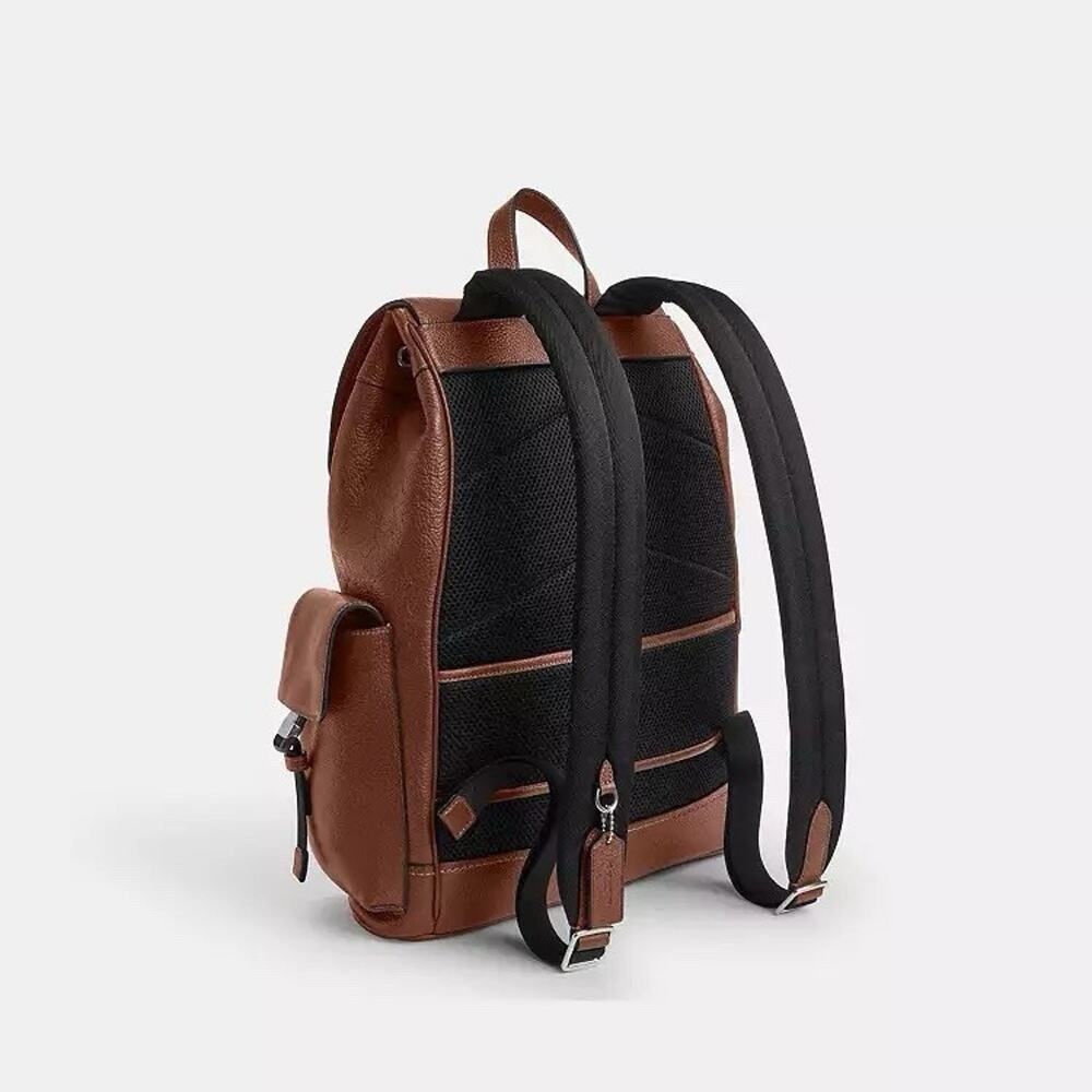 NWT COACH MEN'S Clark Backpack in Signature Leather Silver/Vintage Brown CDC21 - Picture 10 of 11